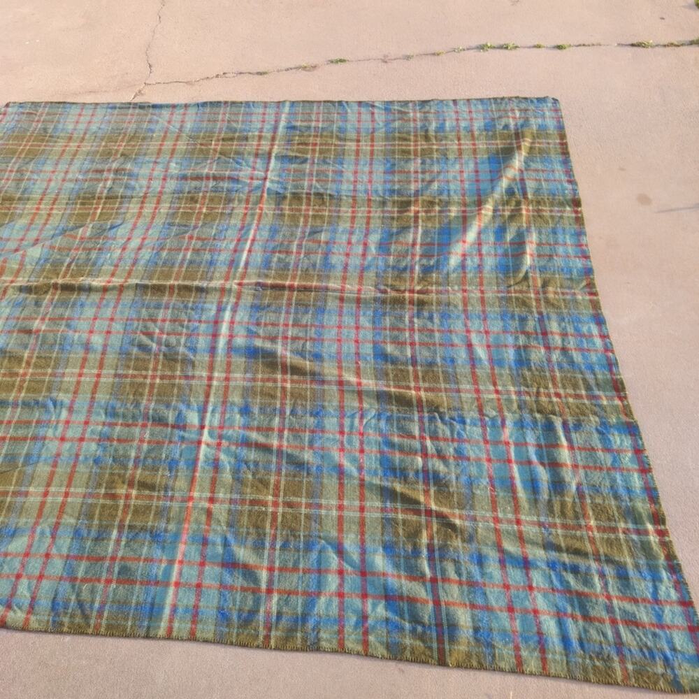 Ralph Lauren wool QUEEN Blanket Brittany plaid Vintage 90” X 90”